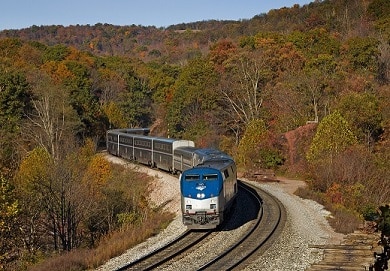 Amtrak Capitol Limited travels through Pennsylvania in fall