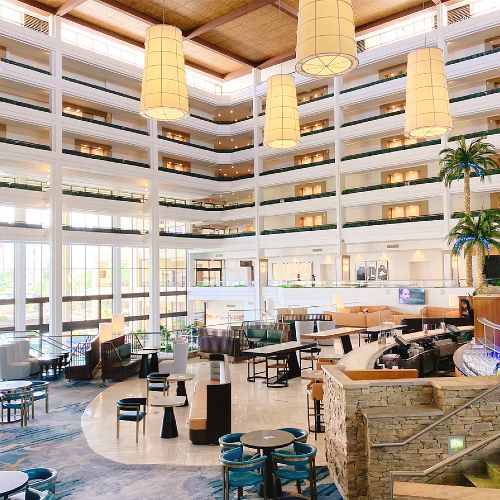 California family vacations, JW Marriott Desert Springs, hotel lobby JW Marriott Desert Springs, summer staycation 2021