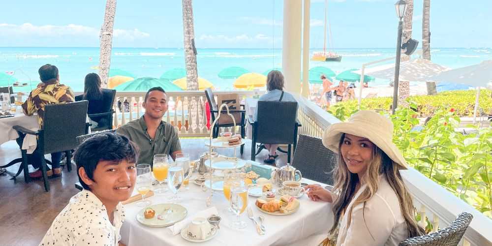 Hawaii family vacations, Sheraton Waikiki, Waikiki Beach, afternoon tea Waikiki Beach, summer staycation, Marriott Bonvoy