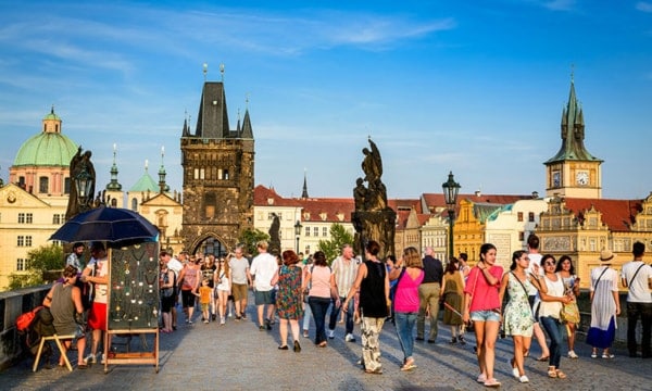 family on holiday in prague