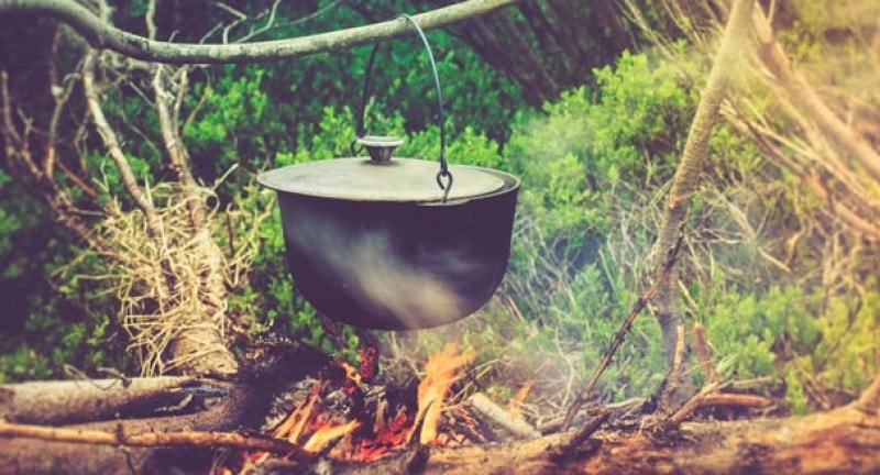Cooking pot on a camp fire
