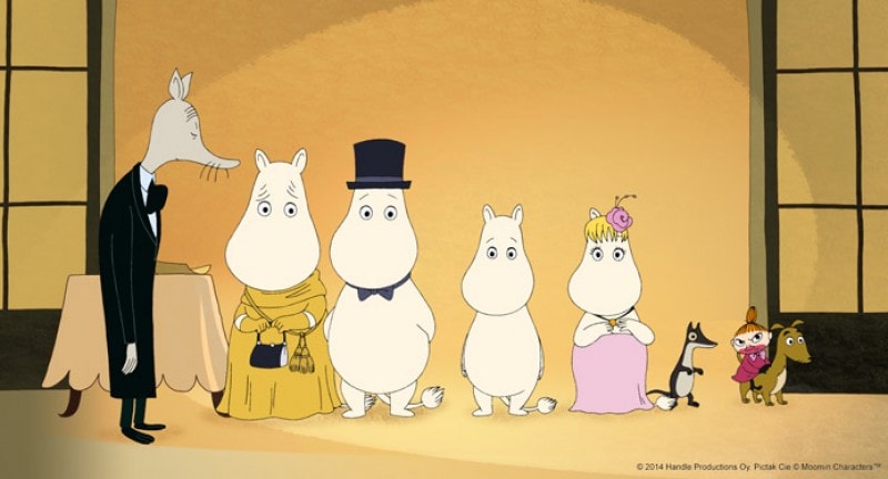 moomin characters stand in a row