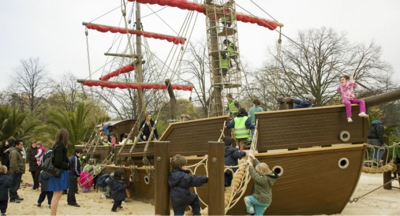 a wooden pirate ship at the diana princess of wales memorial playground