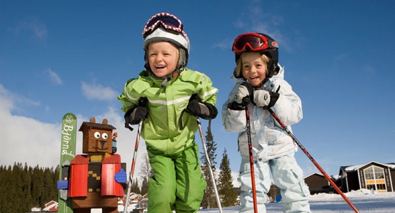 Kids skiing in Sweden
