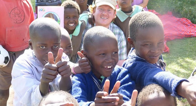 happy local children give thumbs up in kenya africa