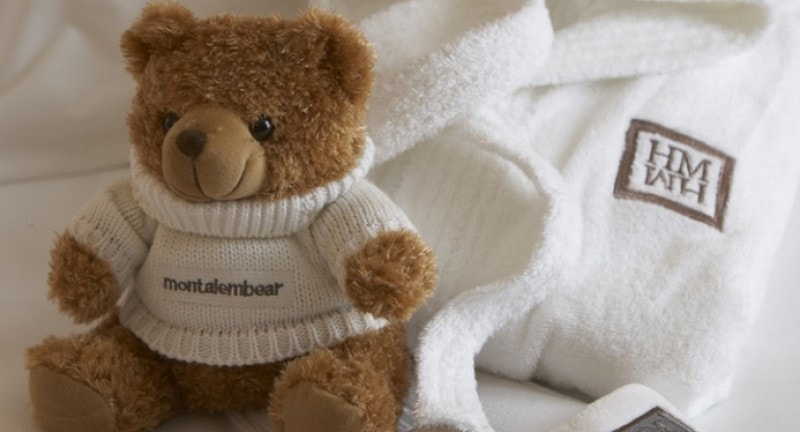 Kids are given a bear and dressing gown at Hotel Montalembert, Paris