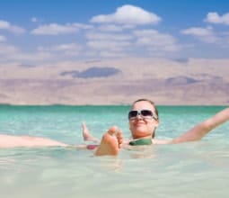 woman-floating-in-Jordan-Dead-Sea family holiday