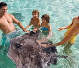 family with stringray in Laamu