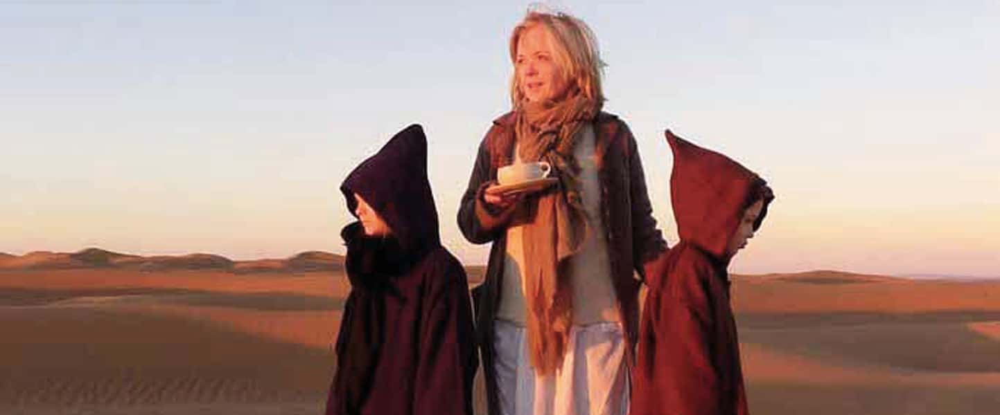 Mariella Frostrup with her two children in the Moroccan desert