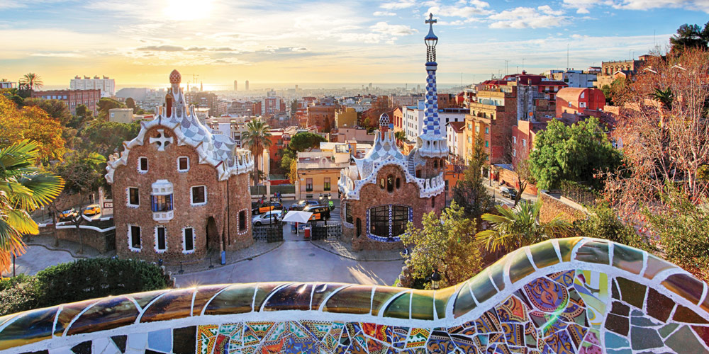view-of-barcelona-from-parc-guell-sunset-summer-evening