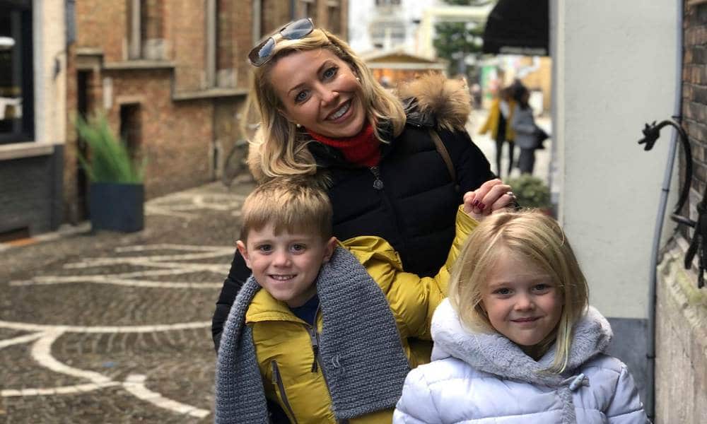 Laura Hamilton and kids in Bruges